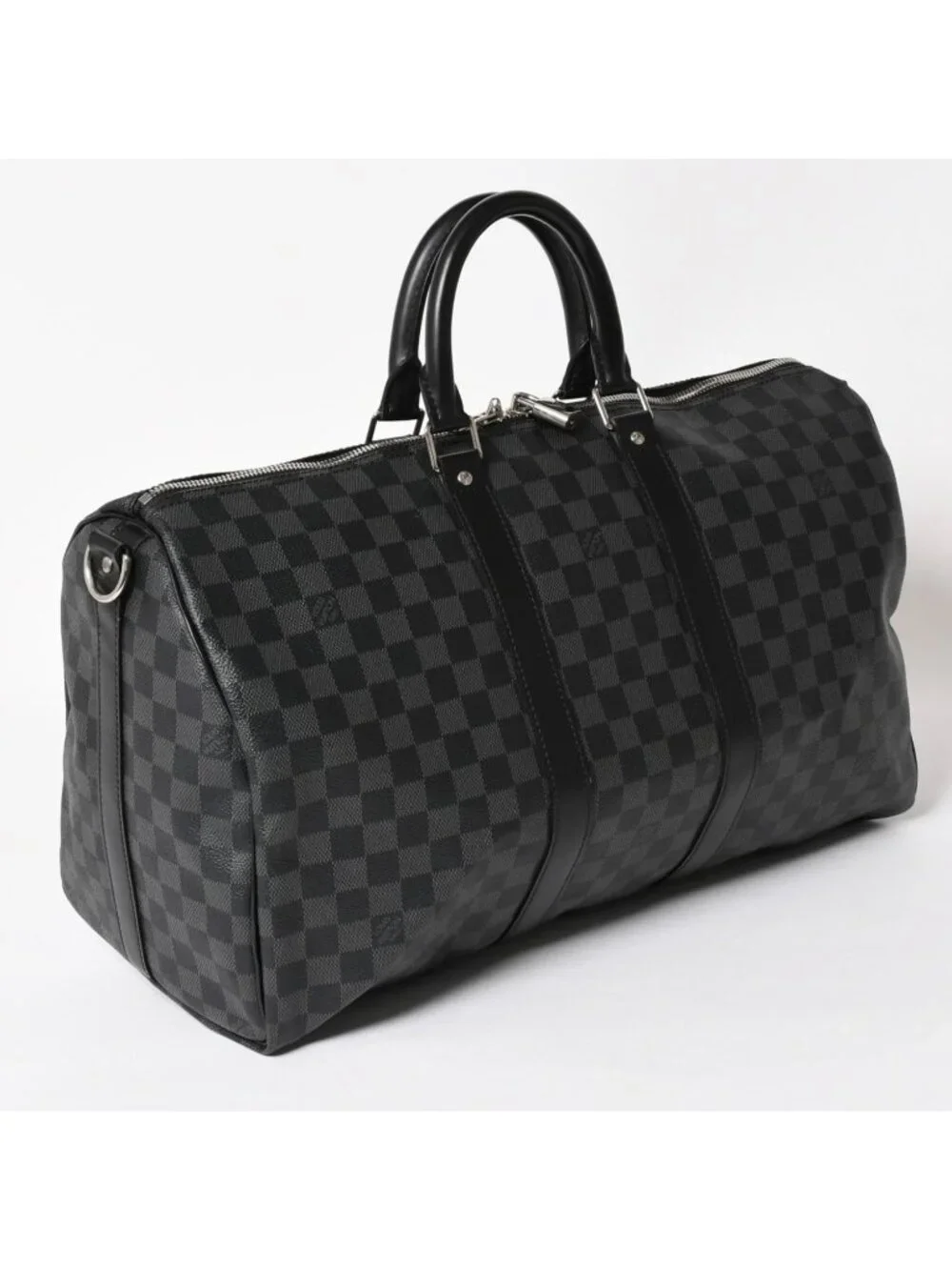 Louis Vuitton Boston Keepall Bandouliere 45 Damier Graphite Black Silver